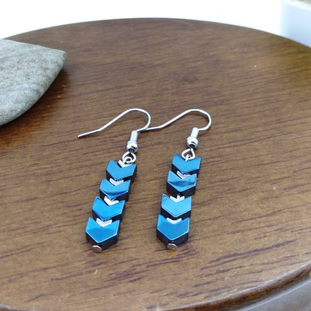 Blue Chevron Earrings